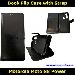 Book Flip Case with Strap For Motorola Moto G8 Power XT2041-1 Slim Fit Look